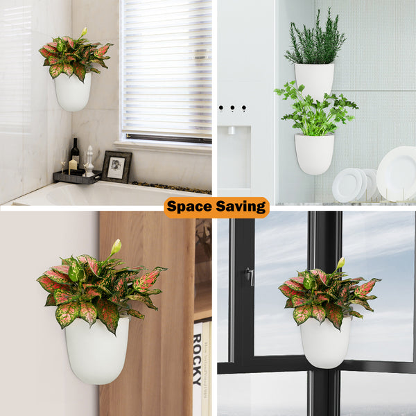 corner hanging planter Corner Wall Mounted Hanging Planter Self Watering Triangle Plastic Flower Pot Decorative Modern Plant Vase Container Holder for Succulent Cactus