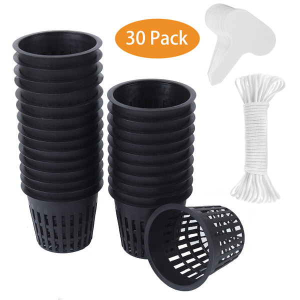 planting cups for hydroponics 3 Inch Net Cup Pots Wide Lip Rim with Self Watering Wick & Plant Label – Orimerc